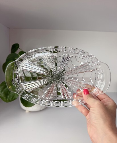 Vintage crystal glass tray - vintage,