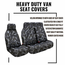 Fits VW T5 T6 All Variants Extra Heavy Duty Waterproof Van Seat Covers Grey Camo