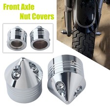 Fit For Harley Electra Glide Road King CNC Cut Chrome Front Axle Nut Covers