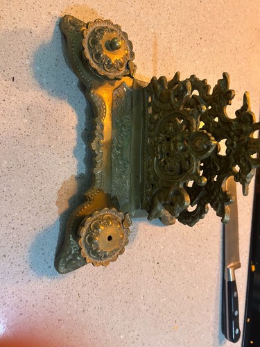 Antique brass letter rack and