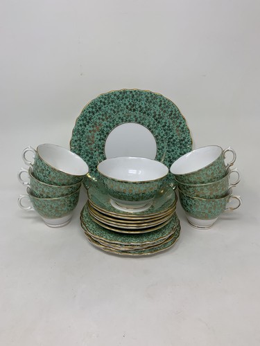 Bone china tea set mint - tea, green