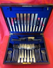 Canteen Silver Plated Cutlery 48 Pieces Rat Tail Design Sheffield & Chester