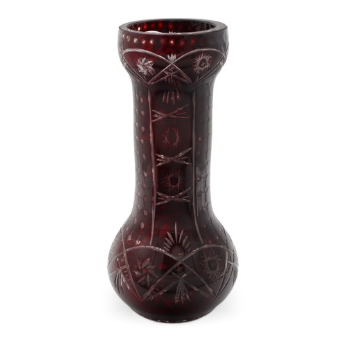 Large bohemia crystal vase red - large,
