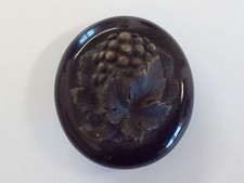 Antique Whitby Jet & Vulcanite Mourning Brooch Pin Circa 1880