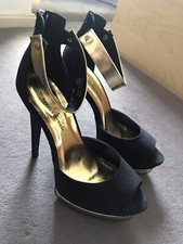 Love Shoes By Internacionale, Black And Gold High Heels, 39 EU, 6 UK 