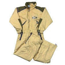 Vintage Sergio Tacchini Ski Suit One Piece 90s Retro Snow Yellow Mens Medium