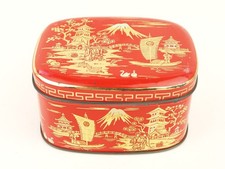 Vintage Red Tin Tea Gold Asian