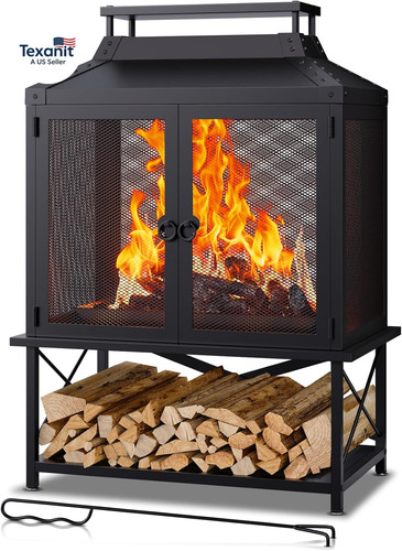 Metal outdoor fireplace - outdoor, for