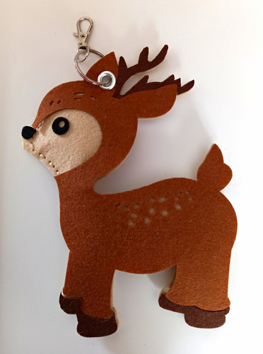 Brown felt reindeer animal - felt,