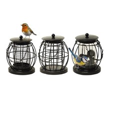 Set 3 Wild Bird Metal Feeder Seed, Nut & Fat Ball Hanging Lantern Squirrel Proof
