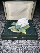 David A Fryer LTD Fine Porcelain White Rose In Green Plastic Storage Case 