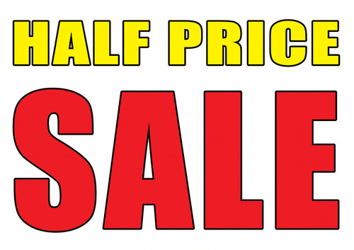 Half price sale - half, sign