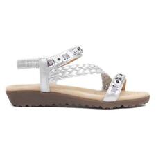 Lilley Womens Sandals Metallic Adults Ladies Wedge Silver Gems Strappy SIZE