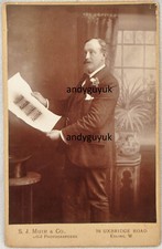 CABINET CARD NAMED EVANS DESIGNER DRAWING MUIR EALING ANTIQUE PHOTO INVENTOR