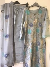 New Indian Punjabi Asian  Salwar/trouser  Kameez Wedding Party  Suit - Size M