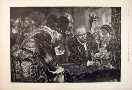 Original old antique print war - original,