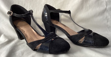 LADIES BLACK SUEDE & PATENT