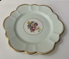 Vtg Salisbury Green Bone China England 20.5cm Salad Dessert Fluted Floral Plate