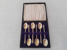 Vintage Silver Plated EPNS Spoons Apostle Handle Spoon Set of 6 in Box
