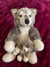 Build A Bear Grey WWF Timber Wolf & Cub  Rare Retired 2010 Only displayed 