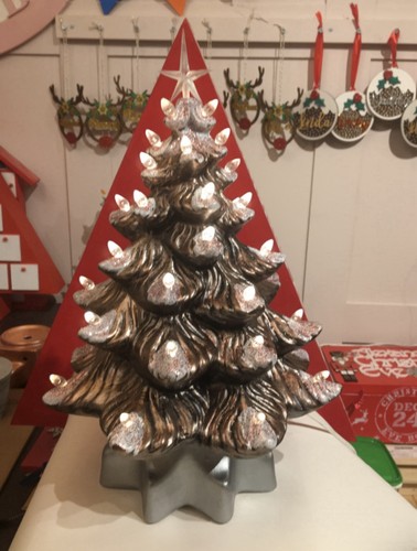 Ceramic christmas tree lamp - ceramic,