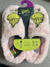 primark pink Dr Seuss The Grinch Fluffy Slippers Sizes UK 5-6 size M