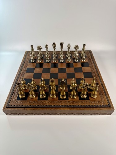 Large vintage metal chess set - large,