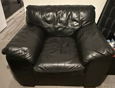 Black Leather Corner Sofa +