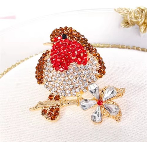 Large rhinestone red breasted - red,