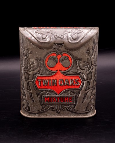 Antique tobacco tin twin oaks - antique,