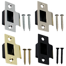 Strike Plate Keep Latch Door Frame + Dust Box +Screws Brass Nickel Chrome Black