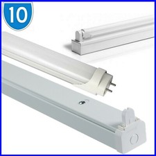 10x 4ft LED Single Fluorescent Batten Surface Fittings T8 Tubes 1200mm Light 