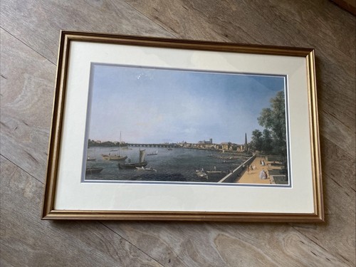 Gold coloured framed canaletto - coloured,