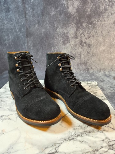 Grenson black suede cap - suede, toe