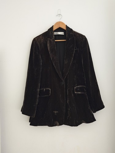 Zara green velvet blazer - velvet,