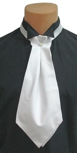 Men white cravat ascot tie - white,