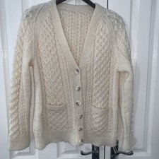 New Aran Style Hand Made Knitted Cardigan Size 10/12/14 Chest 21 Inches