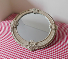A Pretty French Shabby Chic 'style'  Painted Putty tone Resin Round Wall Mirror