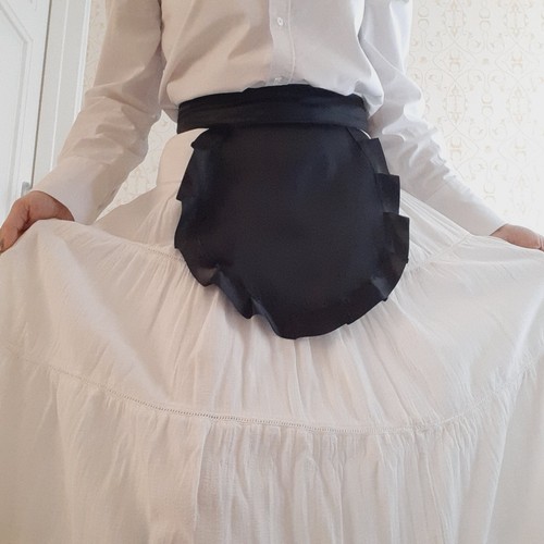 Small black satin apron pinny