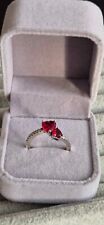 Double Heart Sparkling Ring. Sterling Silver. Size 58 UK R. in a gift velvet box