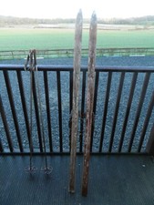 Antique wooden skis - wooden,