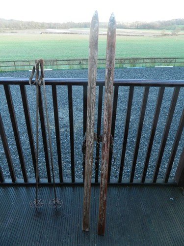 Antique wooden skis - skis, &