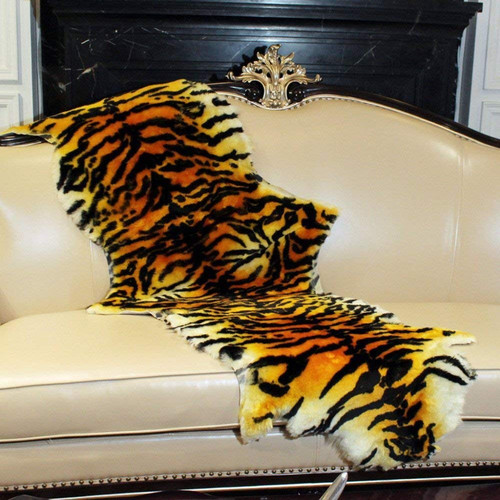 Genuine sheepskin rug tiger - genuine,