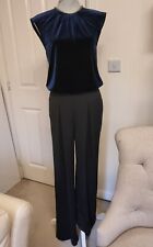 Zara Navy Velvet And Black Chiffon Classy Jumpsuit Brand New