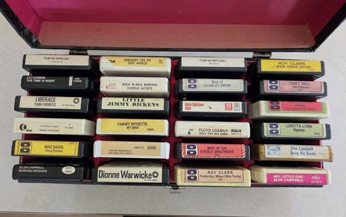 Eight track case with misc - with,