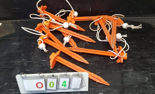 Pack plastic tent pegs - of,