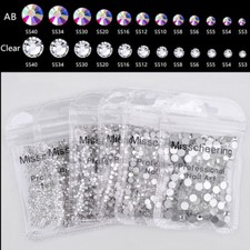 Crystal AB Clear Rhinestone Flat Back Loose Diamante Glass Gems Nail Art Craft