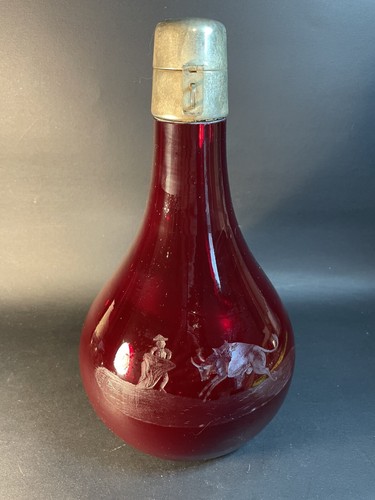 Art glass red decanter with - art,