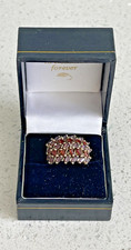 Striking 10 carat Gold Marquis, Amethyst & Garnet & Diamond Cluster Ring size L