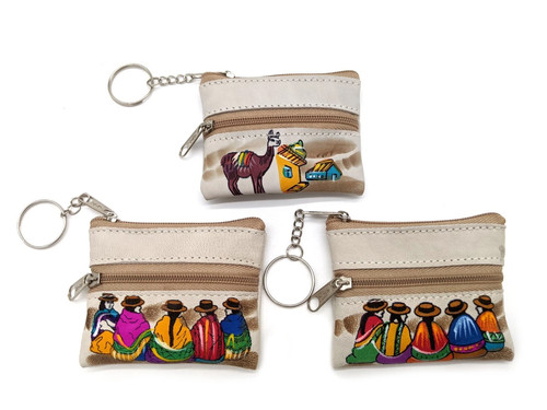 Leather keyring coin purse - leather,
